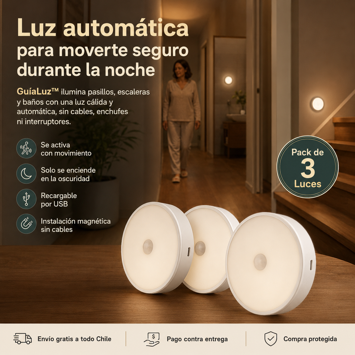 GuíaLuz™ – Luz Automática para Noches Más Seguras